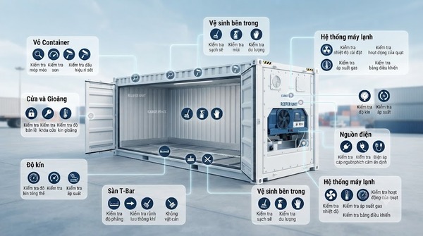 Kiểm tra container lạnh và hệ thống lạnh trước khi vận hành