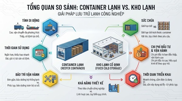So sánh container lạnh và kho lạnh theo bảy tiêu chí