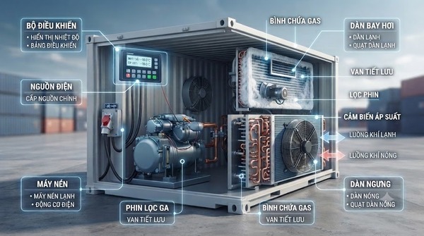 Kiểm tra máy lạnh container và các bộ phận trước khi vận hành