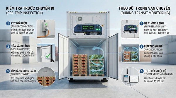 Các lưu ý khi cài nhiệt độ và vận hành container lạnh