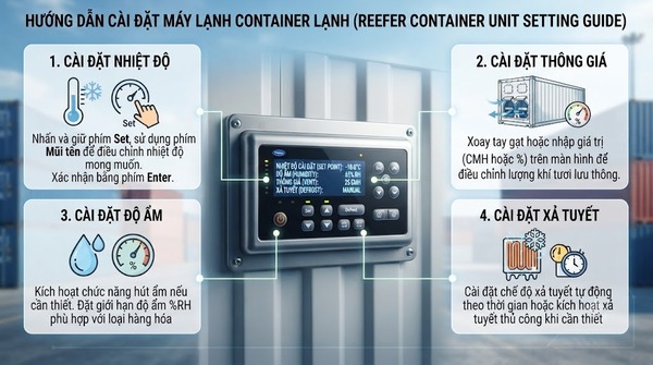 Hướng dẫn cài đặt nhiệt độ và thông số container lạnh