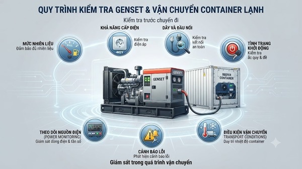 Các hạng mục cần kiểm tra khi sử dụng Genset cho container lạnh